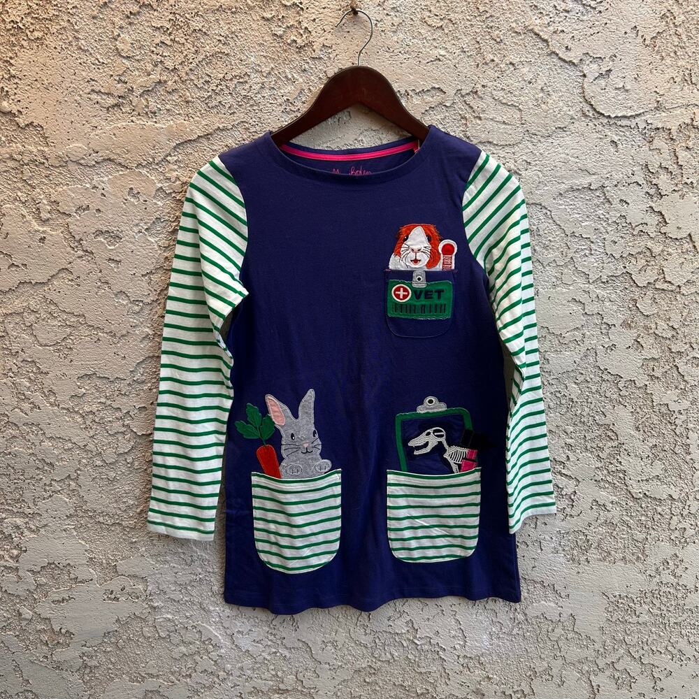 NWT Mini Boden Navy Vet Animal Pocket Dress Girls 11-12 Years